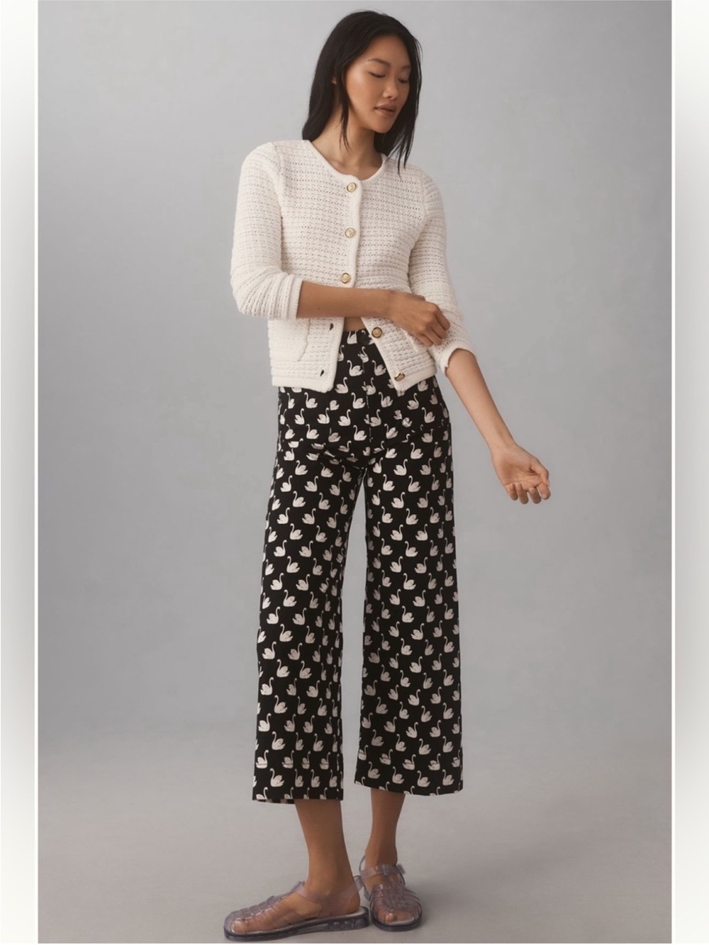 NWT! Anthropologie Maeve The Colette Magic Fabric Crop Wide-Leg Pants Swan 💌 - Picture 1 of 16